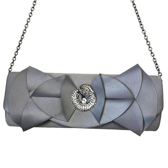 VTG Y2K Lulu Townsend Silky Gray Formal Purse Crossbody Formal Evening Purse - Picture 2 of 7